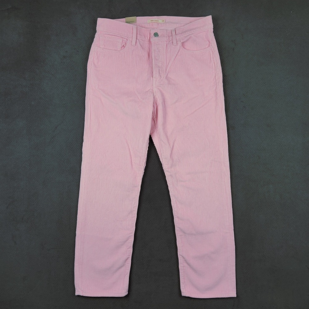 Levis Wedgie Straight Corduroy Pants Womens 31 Pink High Rise Button Fly NEW